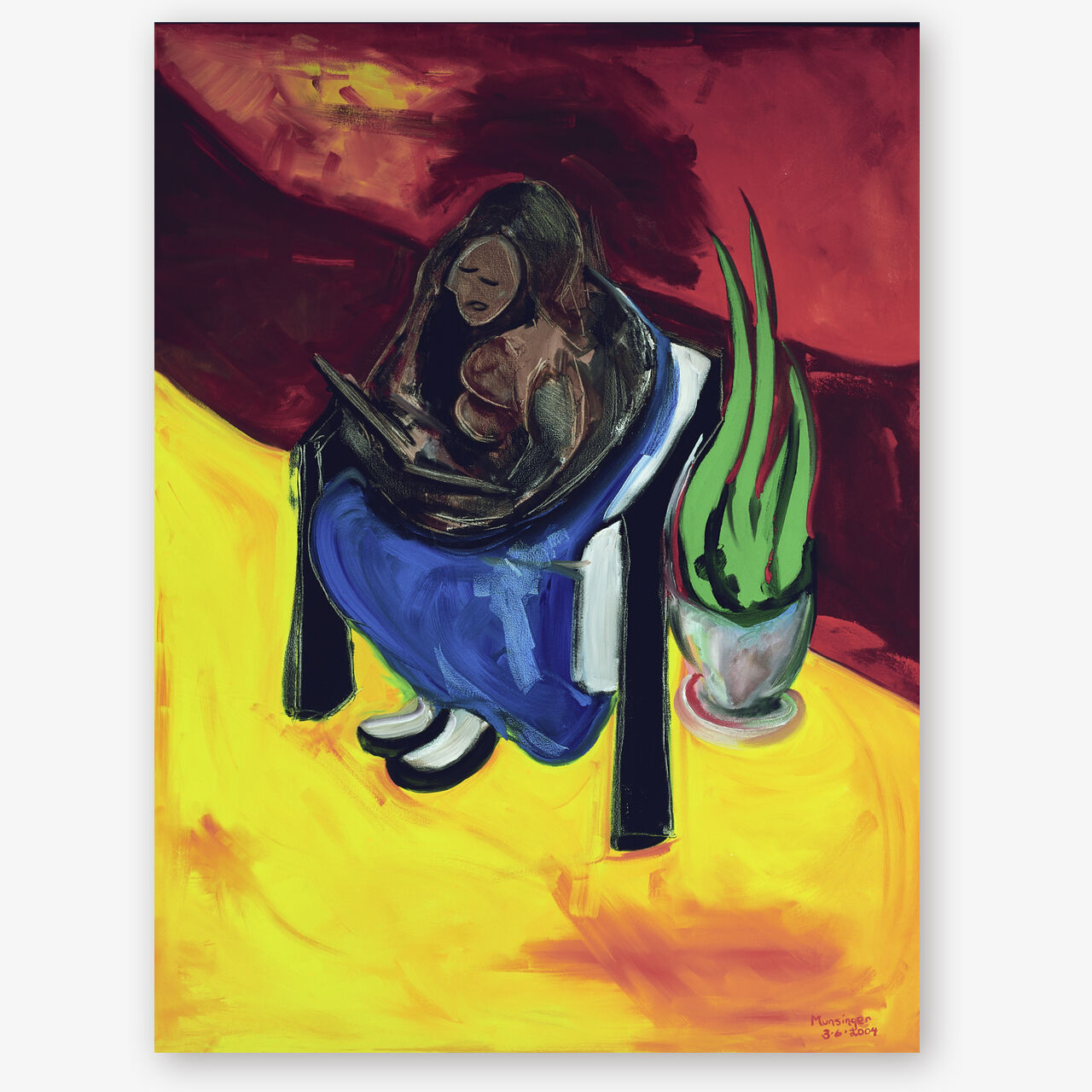 Girl Reading in a Hall