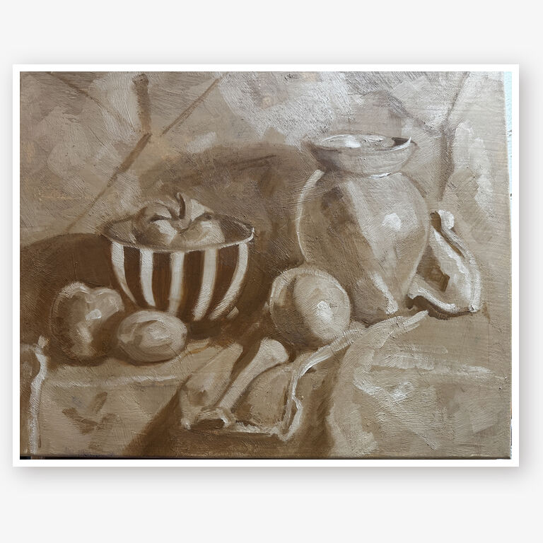 still life four values study